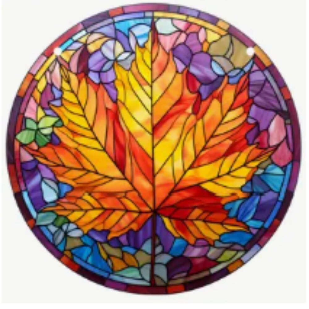1pc 6"x6" Acrylic Maple Leaves Fall Leaf Decorations Suncatcher Style B